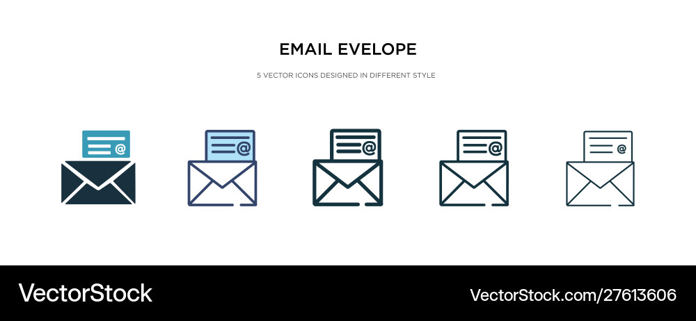 Email evelope icon in different style two vector image