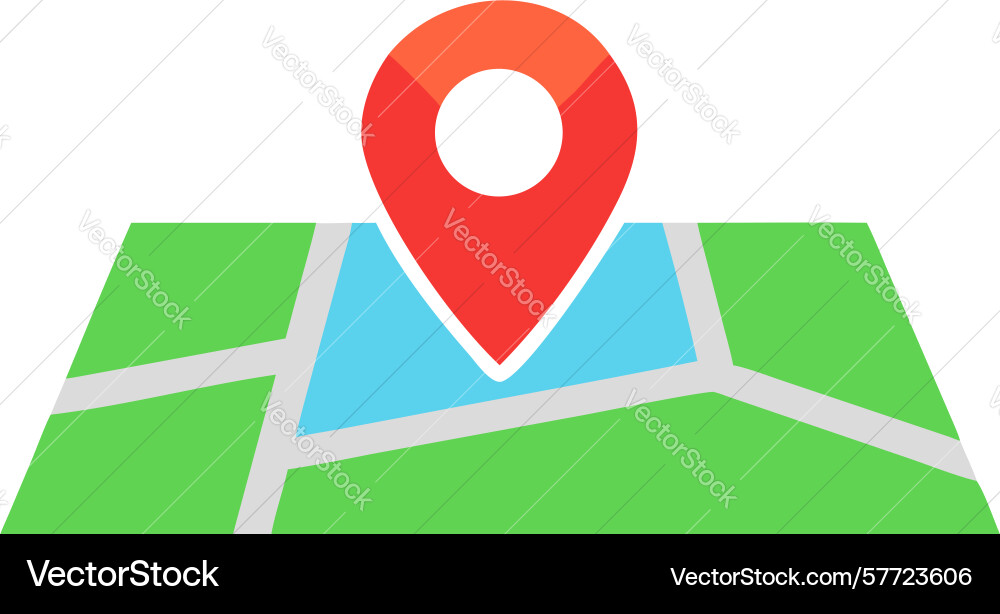 Location pin on folded map icon design generative vector image