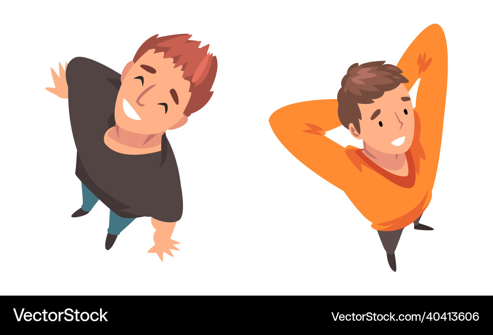 Man character looking up view from above Man character looking up view from above vector image