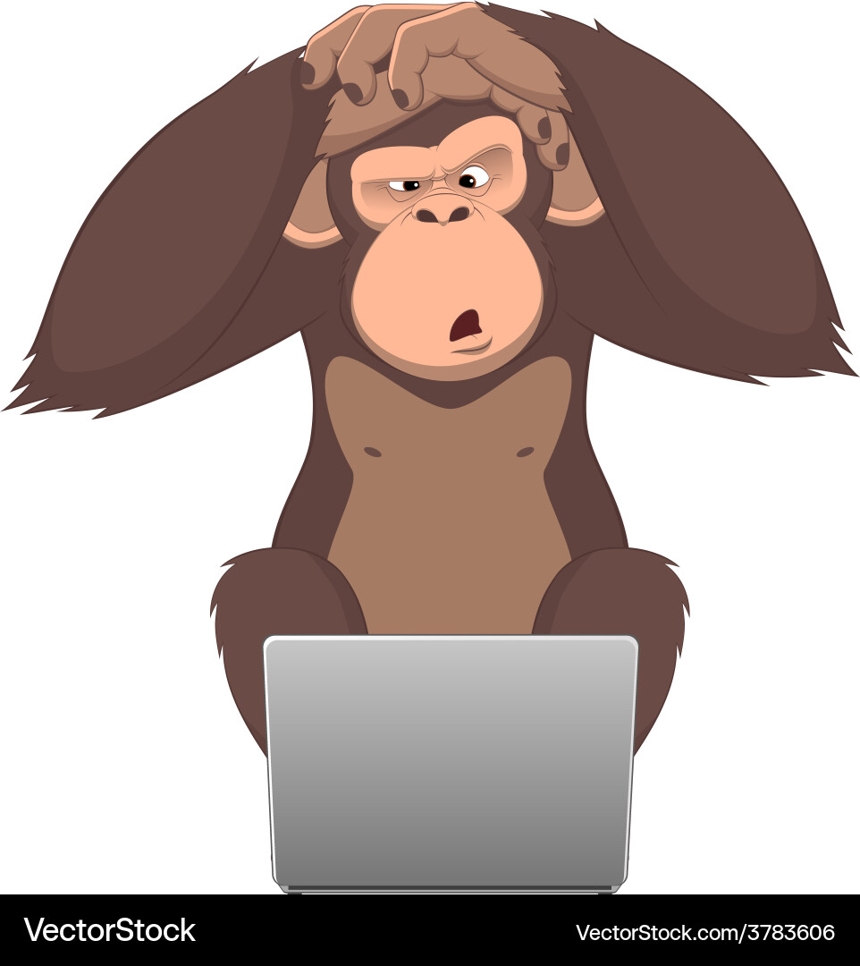 Monkey and computer vector image