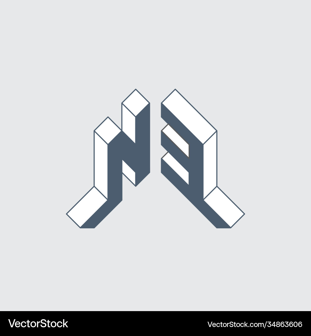 N3 - logo or code isometric 3d font for design vector image