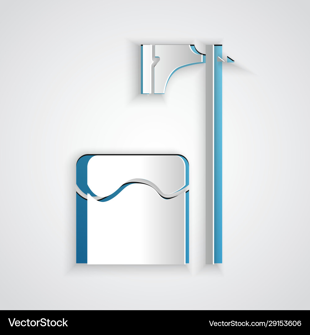 Paper cut executioner axe in tree block icon Paper cut executioner axe in tree block icon vector image