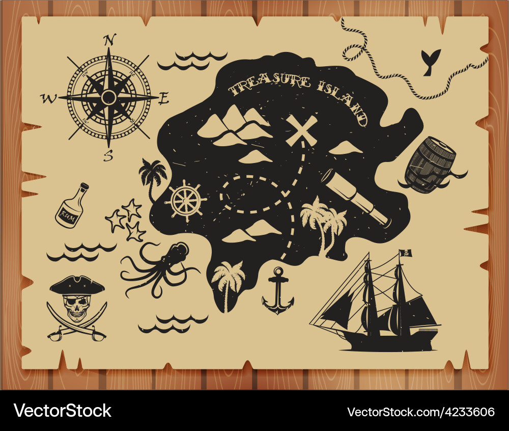 Pirate Map Set Vector Image