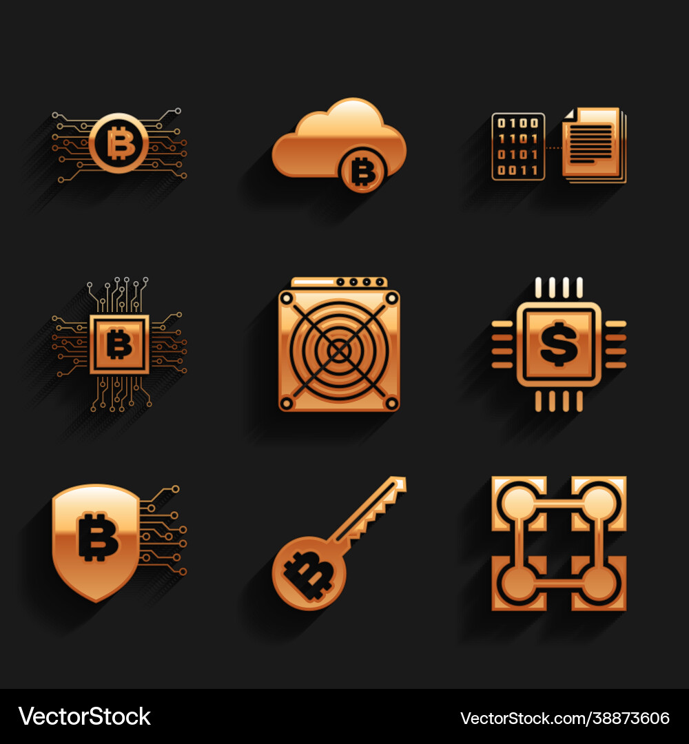 Set asic miner cryptocurrency key blockchain Set asic miner cryptocurrency key blockchain vector image