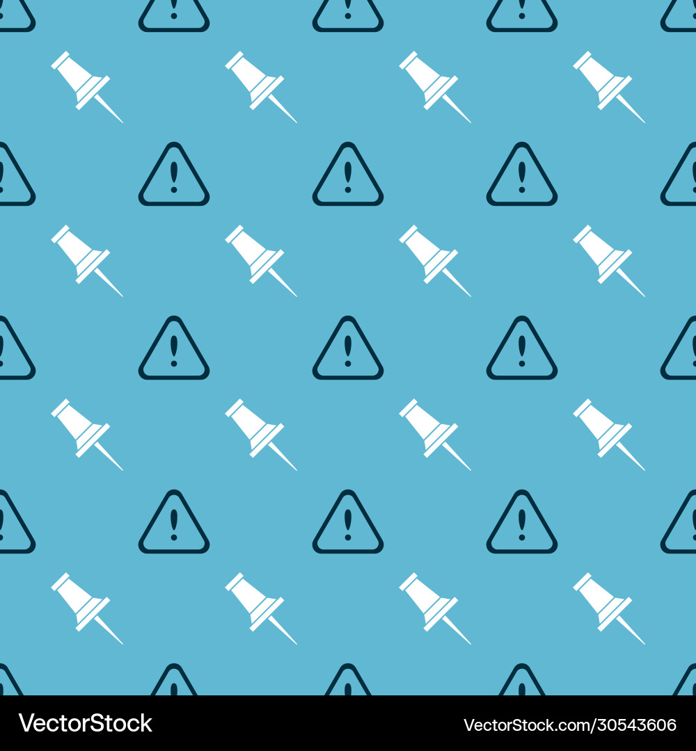 Set exclamation mark in triangle and push pin Vector Image