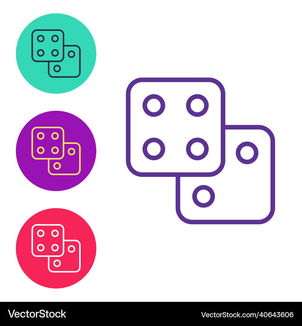 Set line game dice icon isolated on white vector image