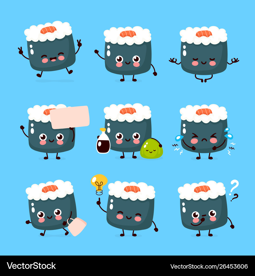Smiling Sushi Characters vector image