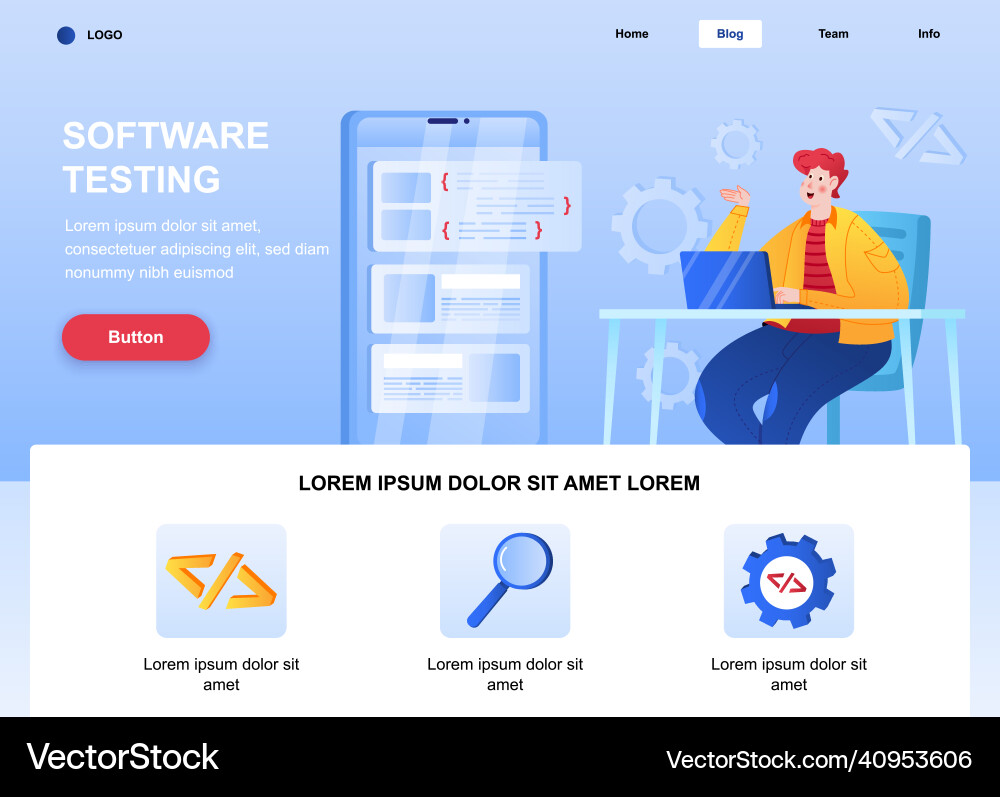 Software testing flat landing page engineer Software testing flat landing page engineer vector image