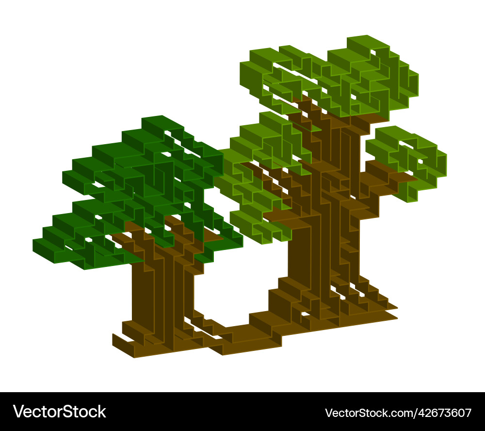 3d right-angled trees with maze inide retro style 3d right-angled trees with maze inide retro style vector image