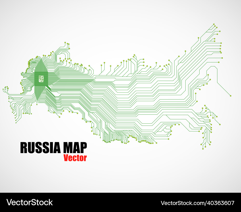Abstract map russia with cpu circuit board Abstract map russia with cpu circuit board Vector Image