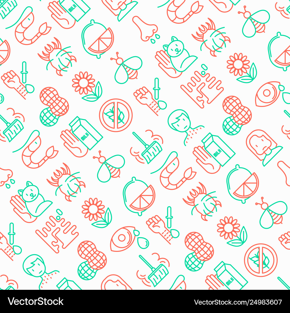Allergy seamless pattern with thin line icons Allergy seamless pattern with thin line icons vector image
