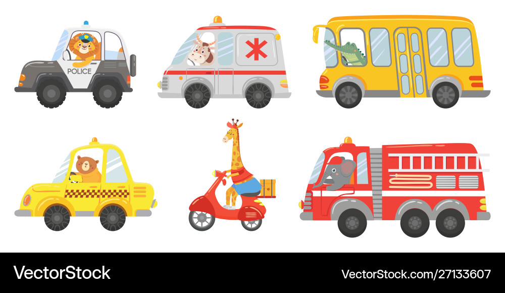 Animal Emergency Vehicles vector image