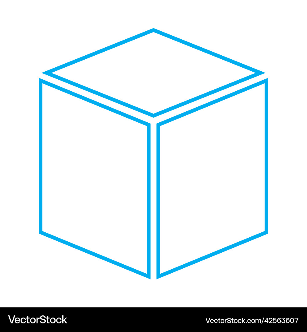 Blue three dimensional or 3d cube Vector Image