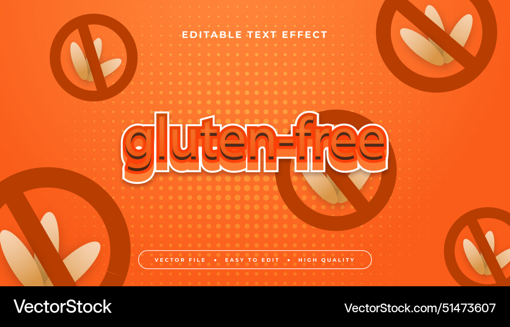Brown and red gluten free 3d editable text effect Vector Image