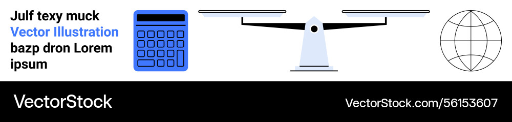 Calculator balance scale and globe representing Vector Image