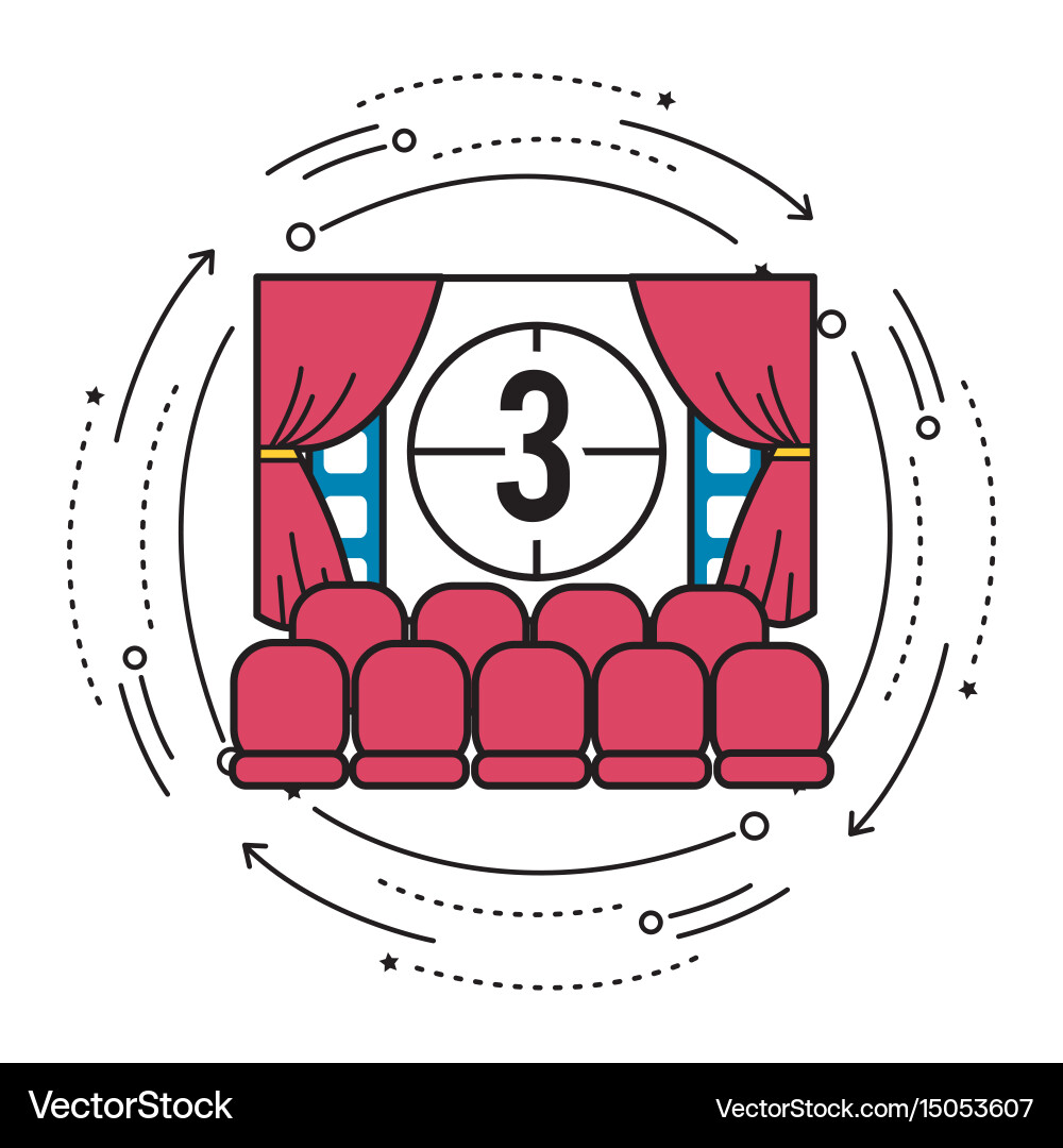 Cinema room with film countdown number 3 Vector Image