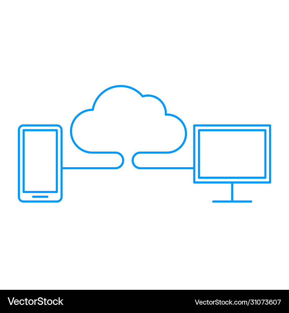Cloud computing service icon linear art Cloud computing service icon linear art vector image