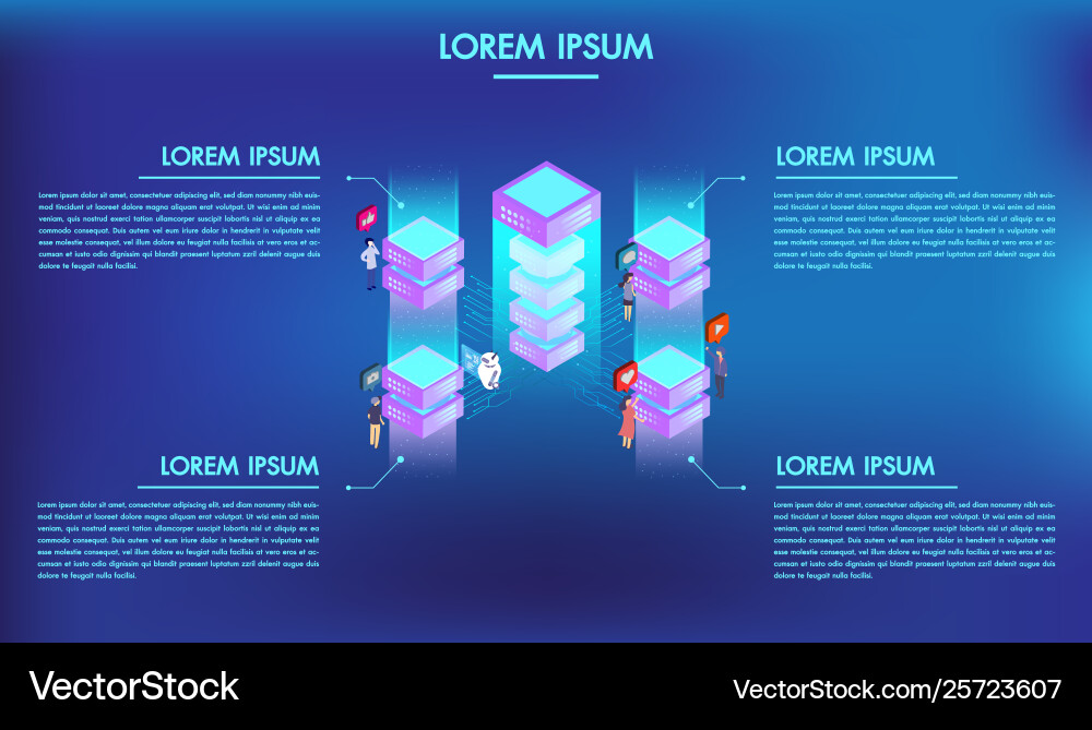 Concept big data technology processing with 4 Vector Image
