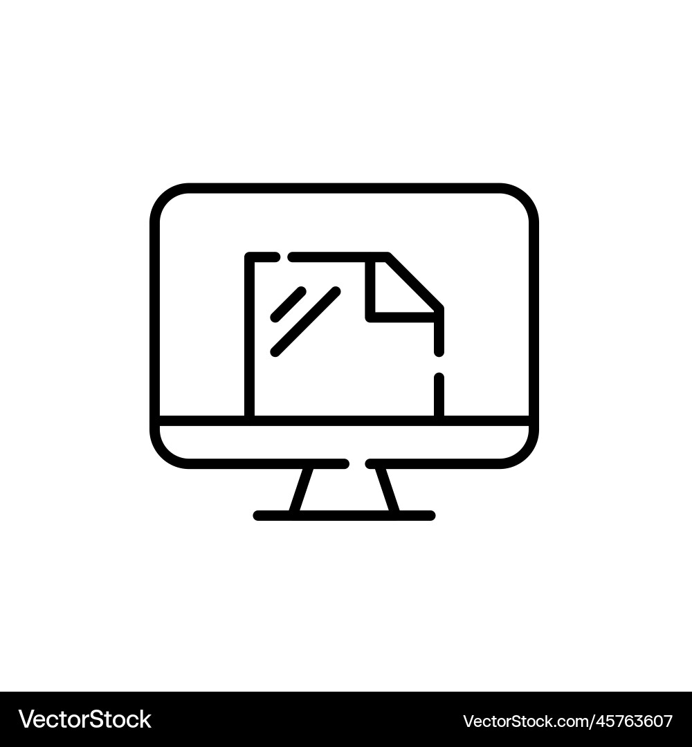 Desktop computer with file on it pixel perfect Vector Image