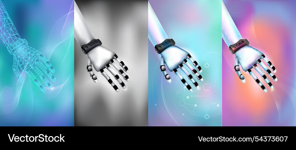 Digital models of robot hands on an abstract Digital models of robot hands on an abstract vector image