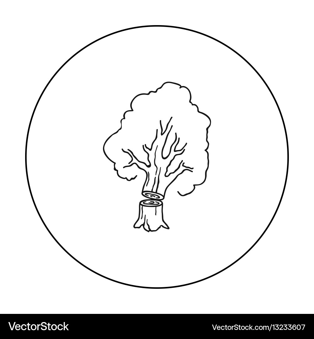 Falling tree icon in outline style isolated Vector Image