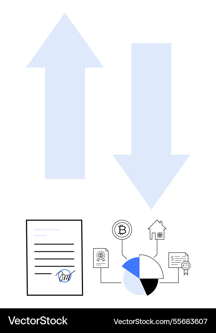Financial transactions flow with contract graph Vector Image