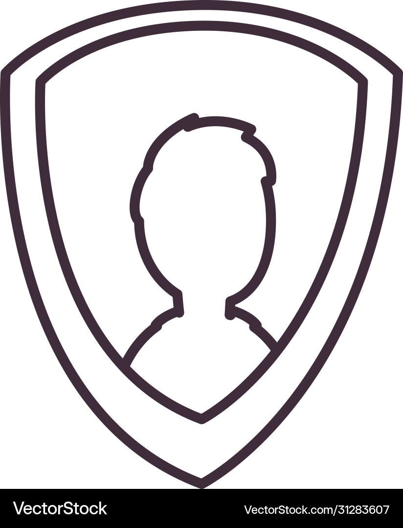 Man avatar inside shield line style icon Vector Image