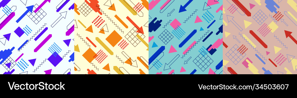 Memphis seamless pattern set Vector Image