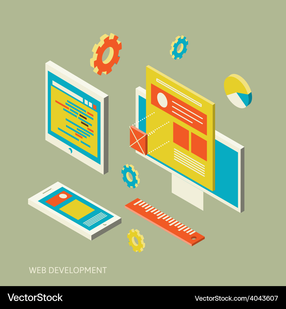 Mobile and desktop website design development vector image