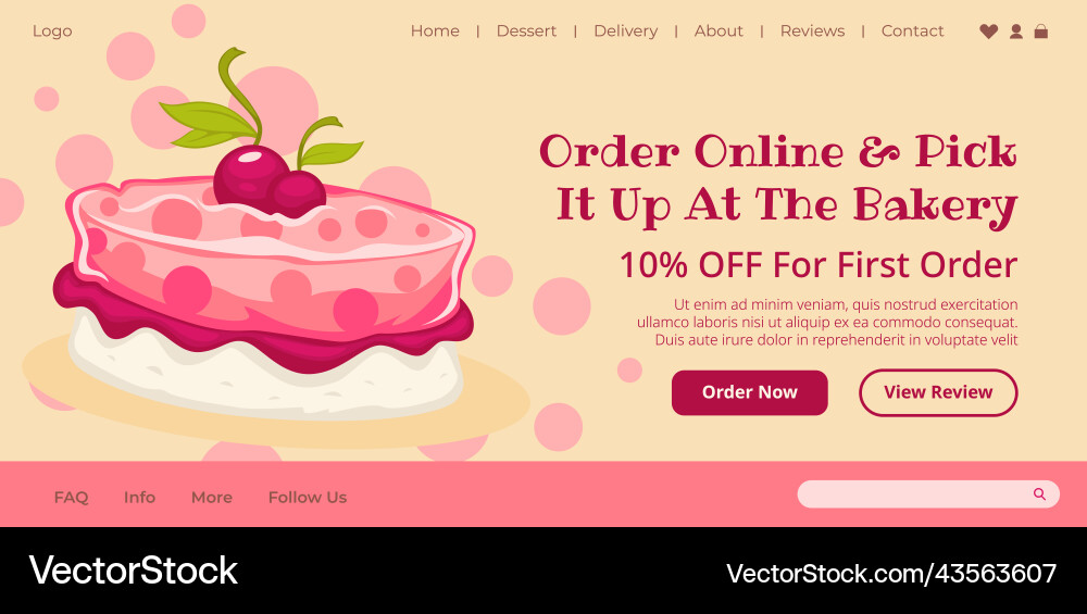 Order cake online and pick it up at bakery shop Order cake online and pick it up at bakery shop vector image