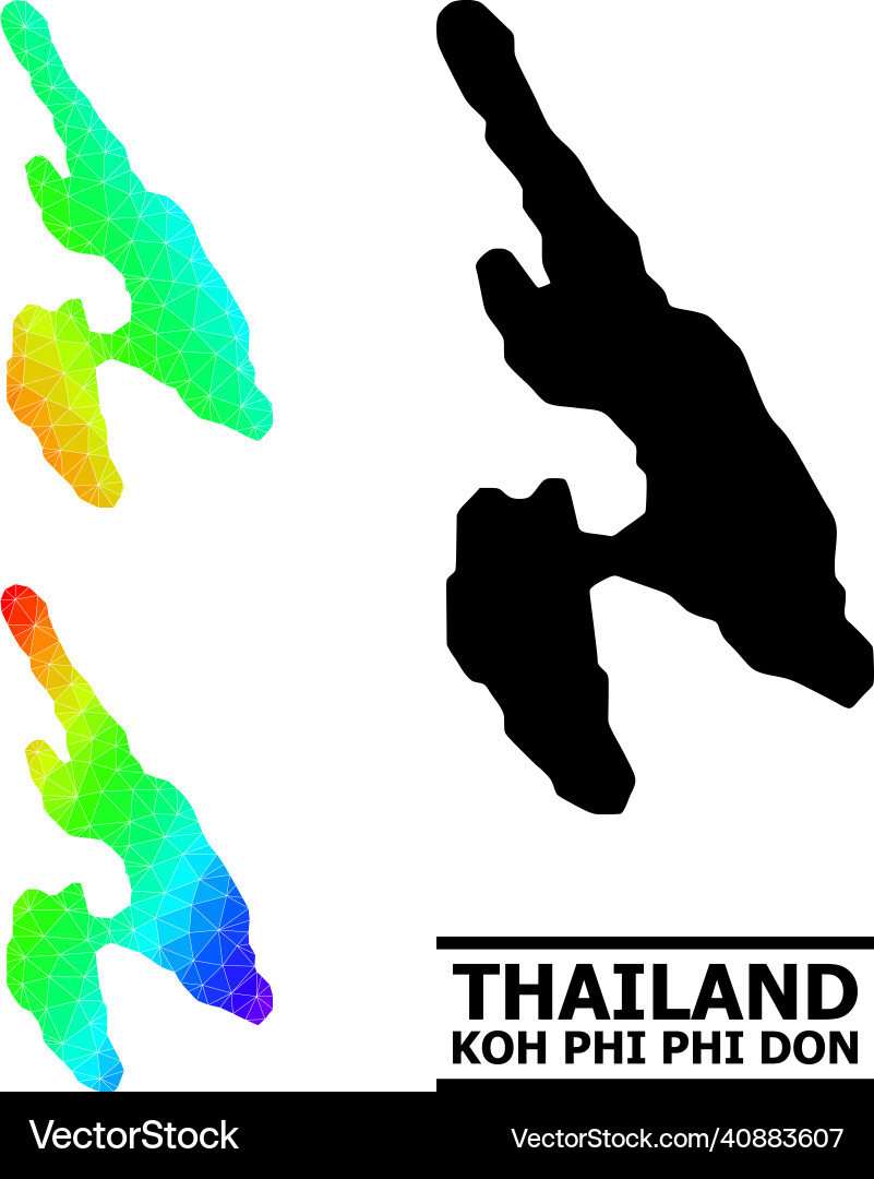 Polygonal rainbow map of koh phi don with diagonal Polygonal rainbow map of koh phi don with diagonal vector image