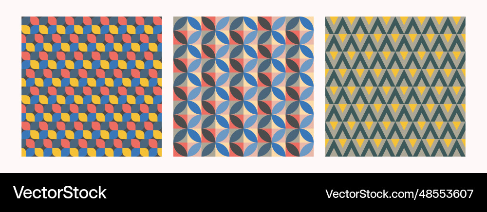 Retro colorful abstract geometric patterns Retro colorful abstract geometric patterns Vector Image