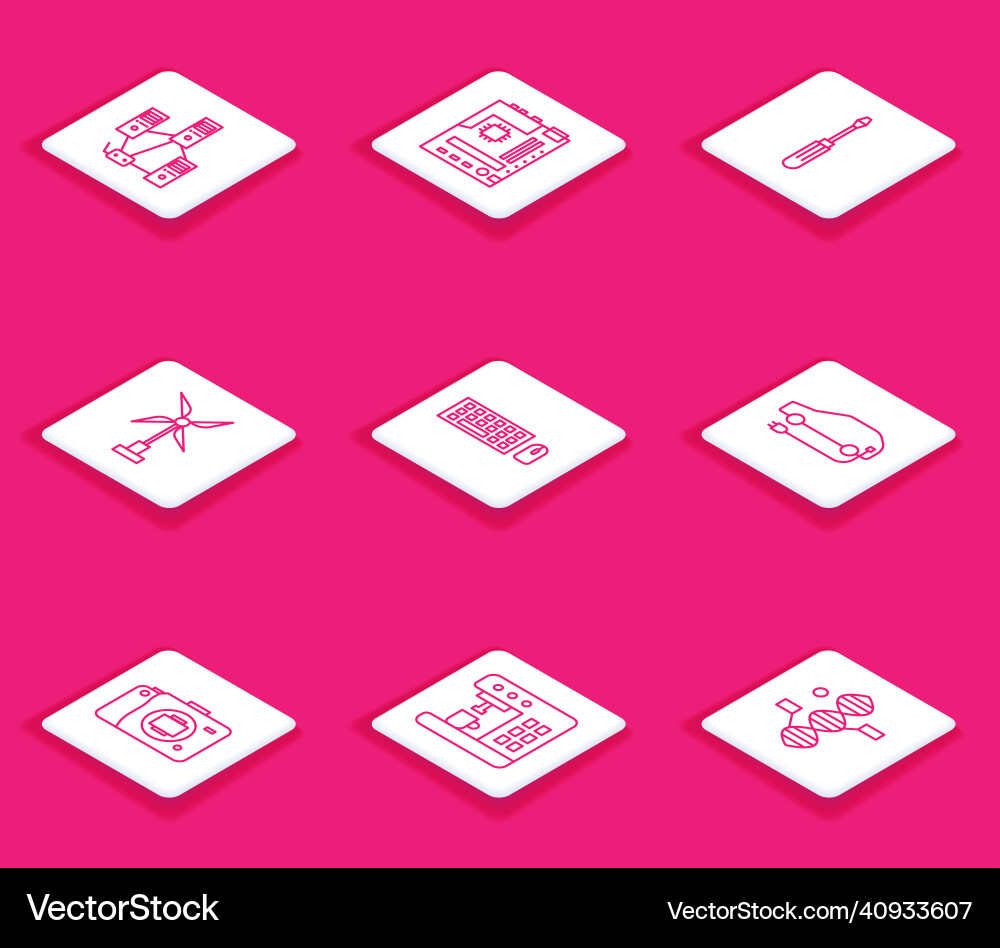 Set line computer network motherboard Vector Image