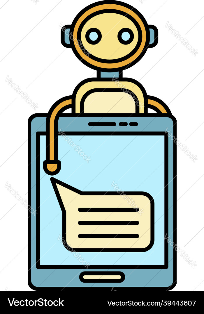 Smartphone chat bot icon color outline Smartphone chat bot icon color outline vector image