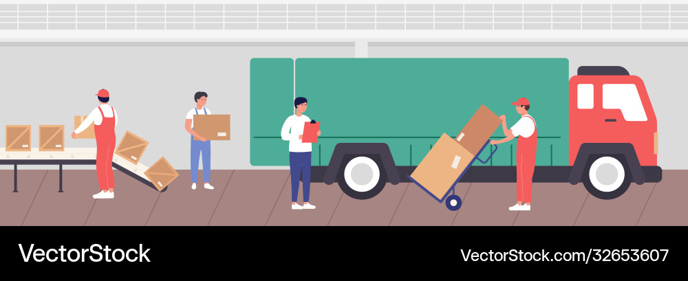 Warehouse loading process Warehouse loading process vector image