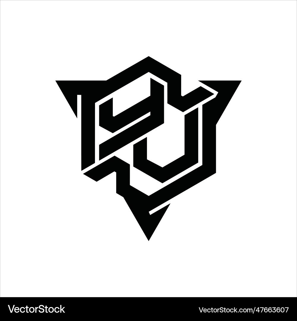 Yv logo monogram hexagon shape with triangle Vector Image
