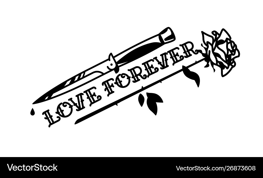 A tattoo featuring knife and rose A tattoo featuring knife and rose vector image