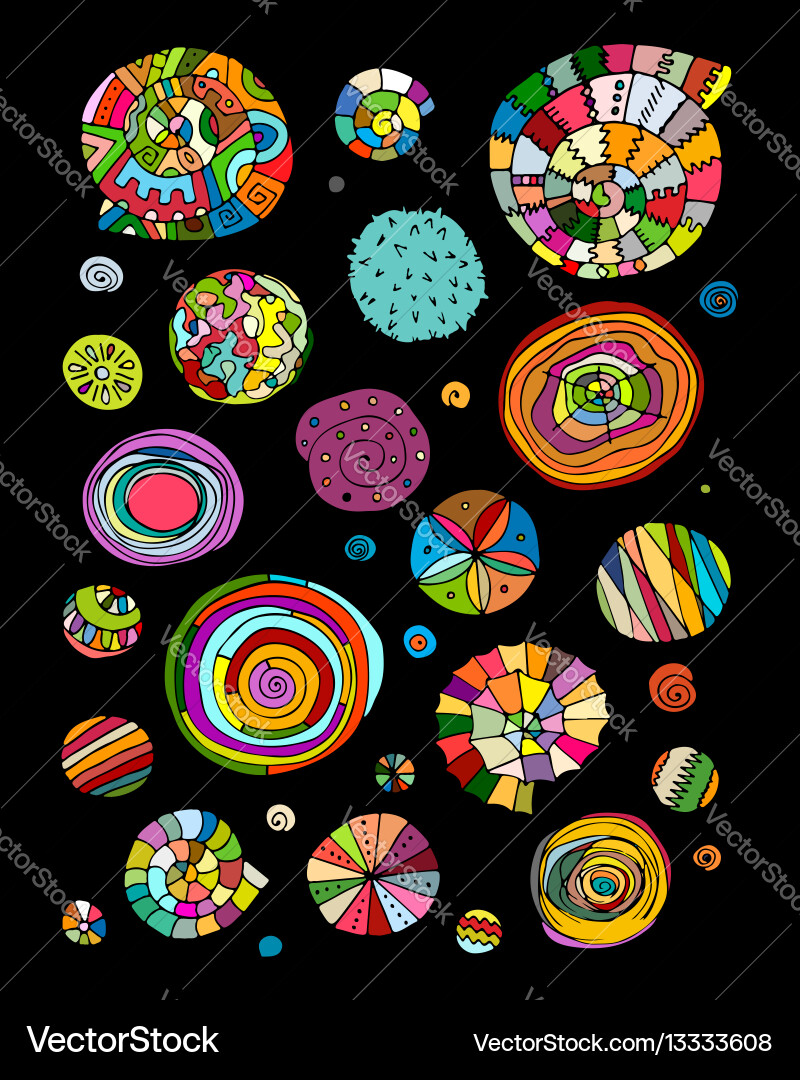 Abstract design elements spirals and circles vector image