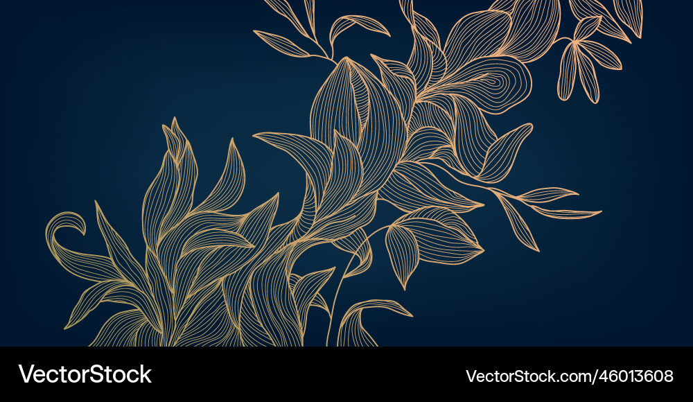 Art deco Luxus Blumen Linie Muster golden Art deco Luxus Blumen Linie Muster golden vektorbild