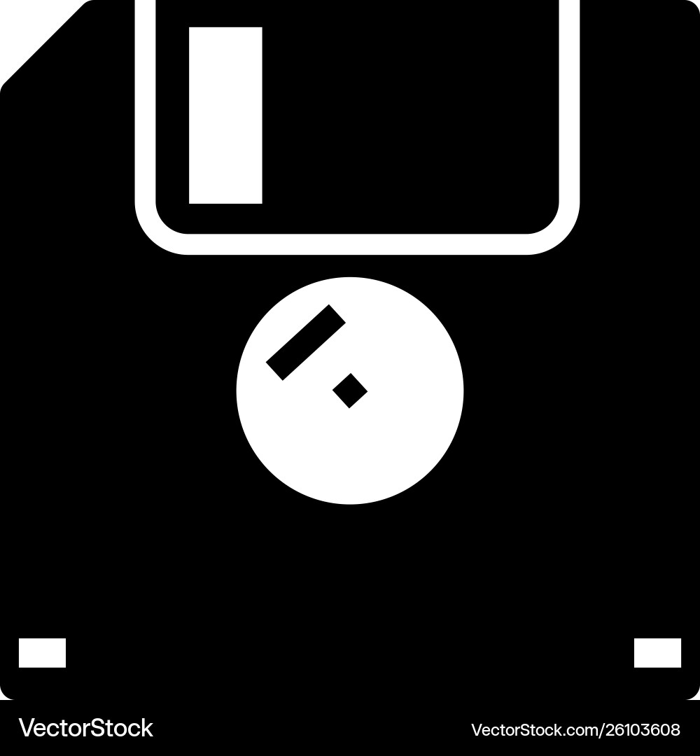Black floppy disk for computer data storage icon Black floppy disk for computer data storage icon Vector Image