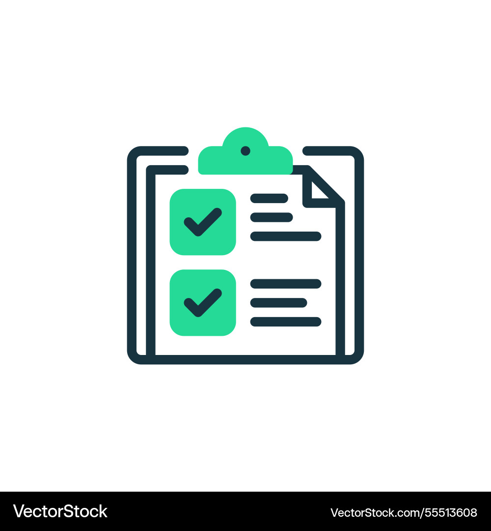 Clipboard with results two tone color icon linear Clipboard with results two tone color icon linear vector image