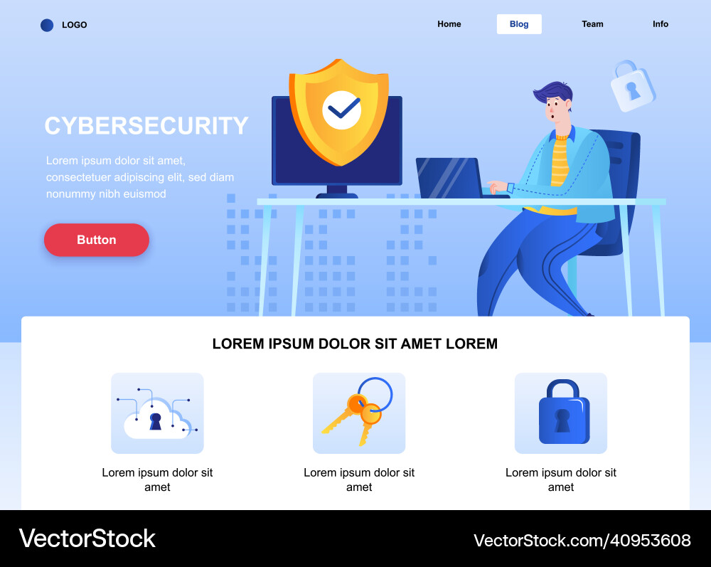 Cyber security flat landing page engineer set up Cyber security flat landing page engineer set up vector image