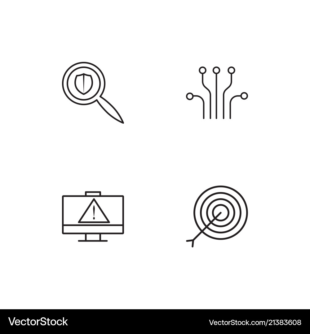 Cyber security linear icons set simple outline vector image