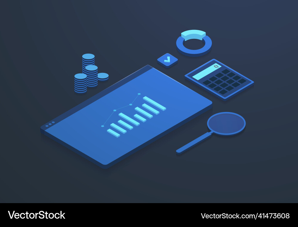 Digital Marketing Analytics Isometrisch Vektorbild