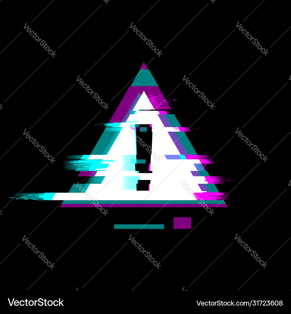 Distorted glitch style warning and error symbol Distorted glitch style warning and error symbol vector image