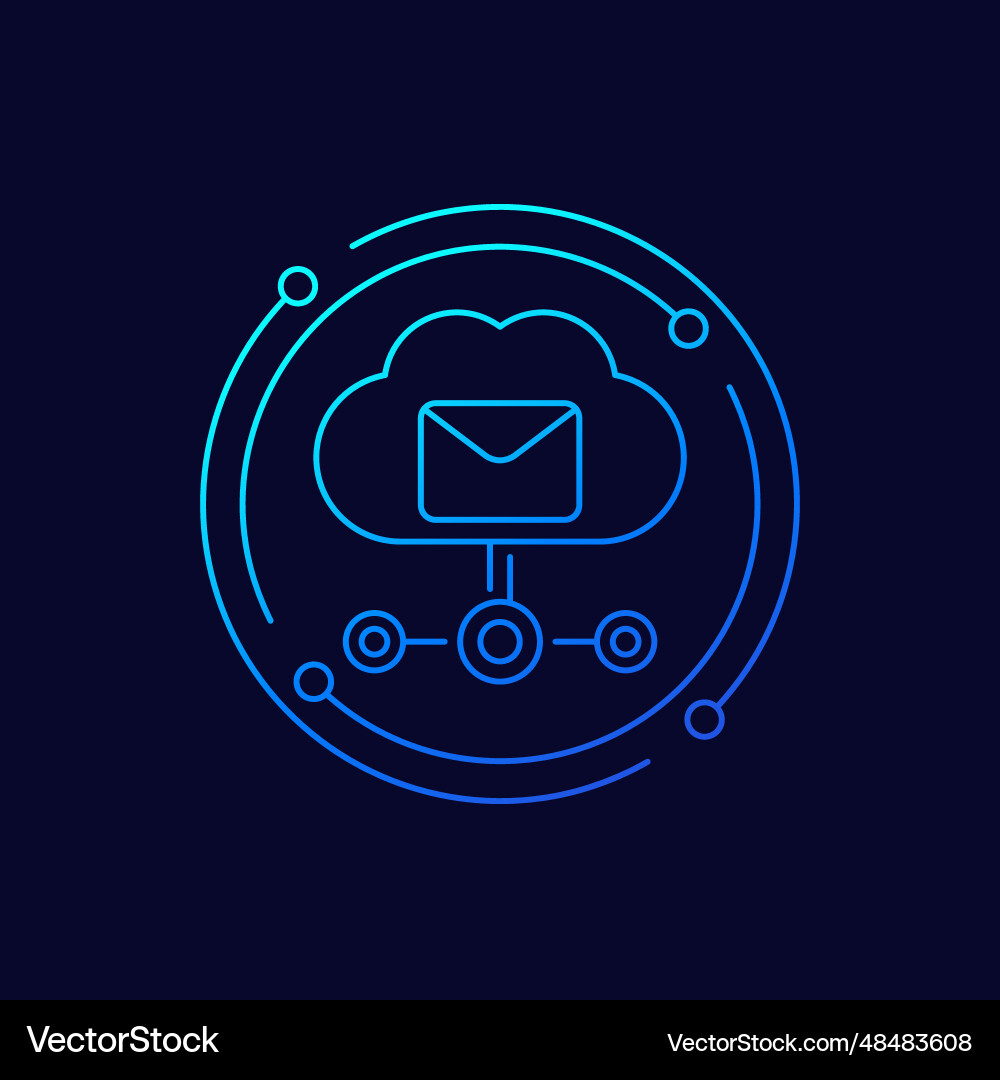 Email automation saas icon with a cloud linear vector image