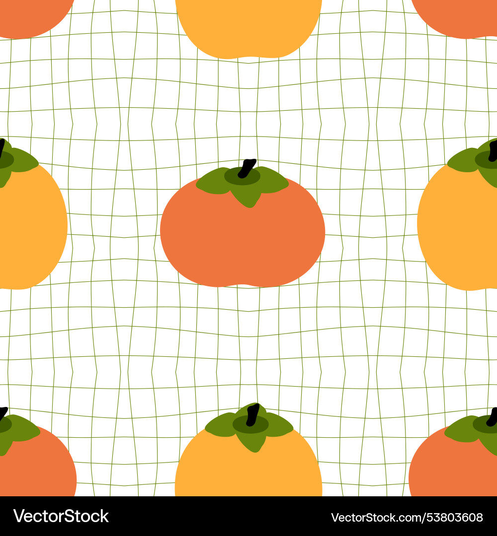 Groovy style persimmons seamless pattern on grid Groovy style persimmons seamless pattern on grid vector image