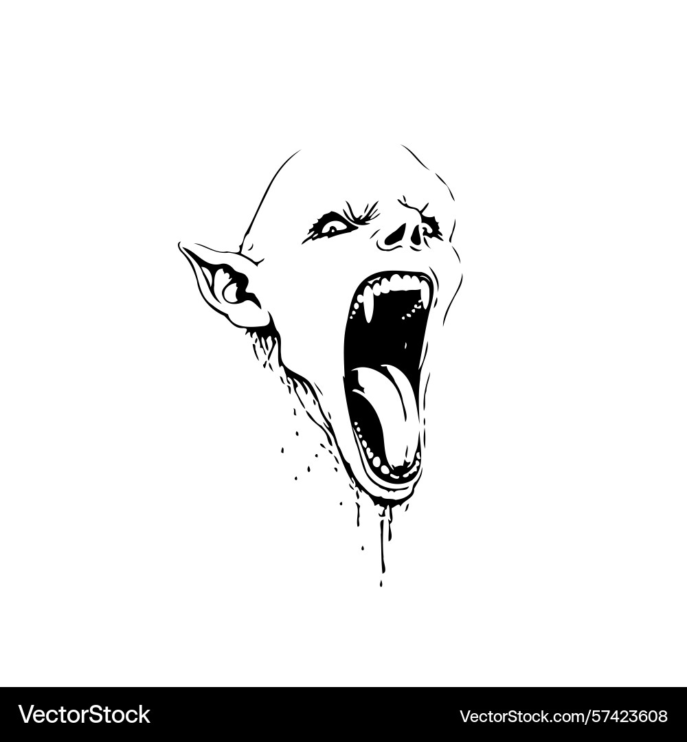 Intense vampire sketch with a menacing expression Vector Image
