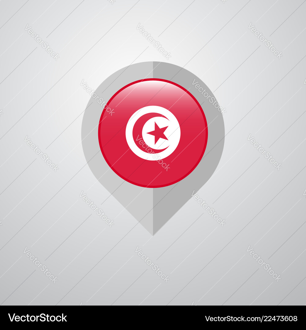 Map navigation pointer with tunisia flag design Vector Image