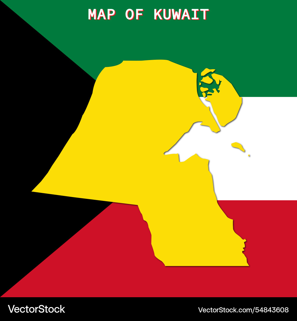 Map of kuwait with flag background Map of kuwait with flag background vector image